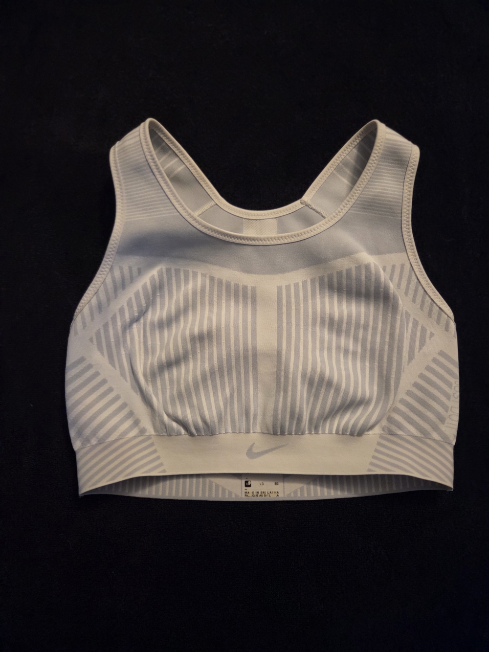 Nike White Ribbed Medium-Impact Sports Bra